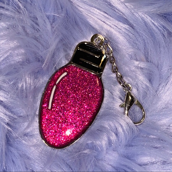Accessories - Hot Pink Glitter Christmas Light Keychain